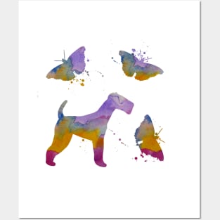 Airedale Terrier Art With Butterflies Posters and Art